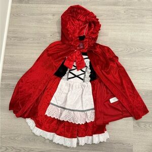 Girls Helloween Red Hooded Cape Costume , size 5/6